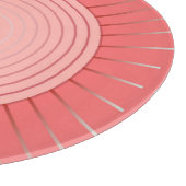 Modernes geometrisches Sunburst - Deep Coral Pink Schneidebrett (Ecke)