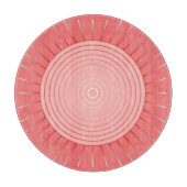 Modernes geometrisches Sunburst - Deep Coral Pink Schneidebrett (Vorderseite)