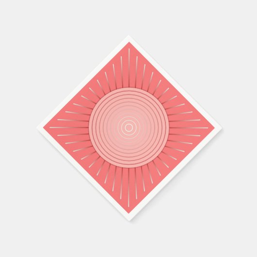 Modernes geometrisches Sunburst - Deep Coral Pink Serviette (Ecke)