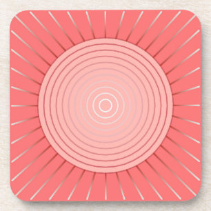 Modernes geometrisches Sunburst - Deep Coral Pink Untersetzer