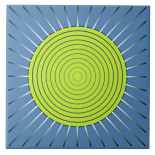 Modernes geometrisches Sunburst - Limon und Denim Fliese