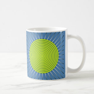 Modernes geometrisches Sunburst - Limon und Denim Kaffeetasse