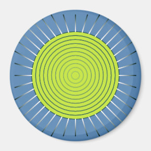Modernes geometrisches Sunburst - Limon und Denim  Magnet