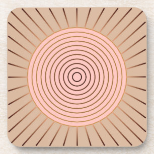 Modernes geometrisches Sunburst - Peach and Tan Getränkeuntersetzer