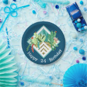 Modernes geometrisches Terrarium mit Kaktus und Su Pappteller (Party)