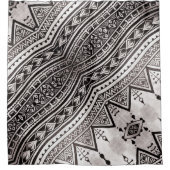 Modernes, geometrisches Tribal-Muster aus Schwarz Duschvorhang (Vorderseite)