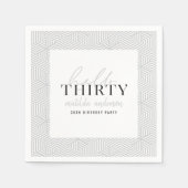 Modernes geometrisches und skritisches 30. Party Serviette (Vorderseite)