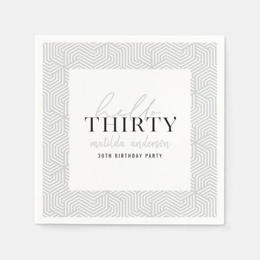 Modernes geometrisches und skritisches 30. Party Serviette (Vorderseite)
