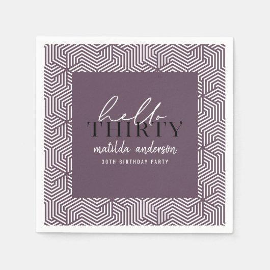 Modernes geometrisches und skritisches 30. Party Serviette (Vorderseite)