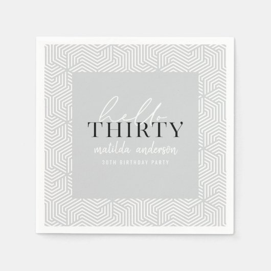 Modernes geometrisches und skritisches 30. Party Serviette (Vorderseite)
