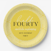 Modernes geometrisches und skritisches Party 40. Pappteller (Vorderseite)