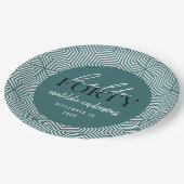 Modernes geometrisches und skritisches Party 40. Pappteller (Schrägansicht)