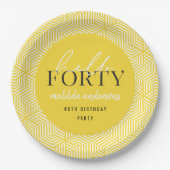 Modernes geometrisches und skritisches Party 40. Pappteller (Vorderseite)