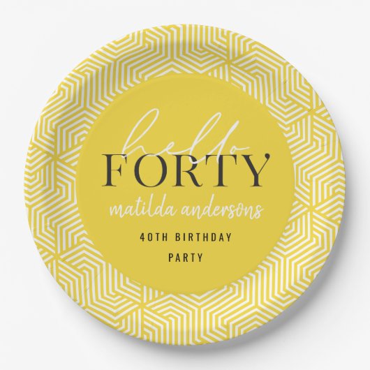 Modernes geometrisches und skritisches Party 40. Pappteller (Vorderseite)