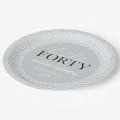 Modernes geometrisches und skritisches Party 40. Pappteller (Schrägansicht)