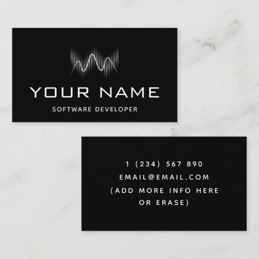Modernes Geometrisches Wave Software Developer Tec Visitenkarte (Vorne/Hinten)