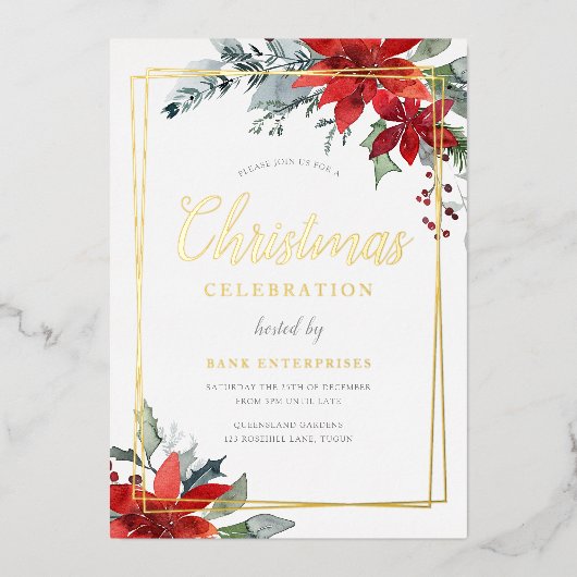 Modernes geometrisches Weihnachtsfest - Party Gold Folieneinladung (Vorderseite)