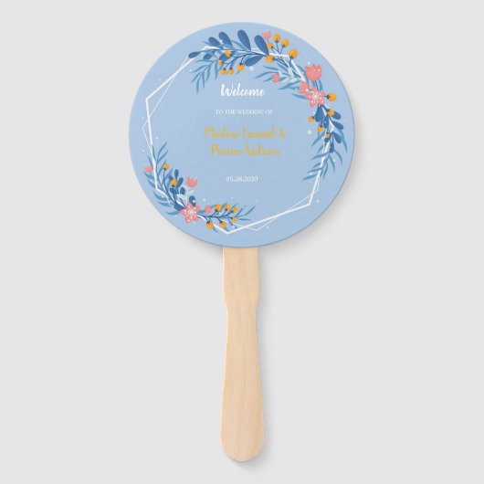 Modernes geometrisches, weißes Rahmen, rosa Blüten Fächer (Vorderseite)