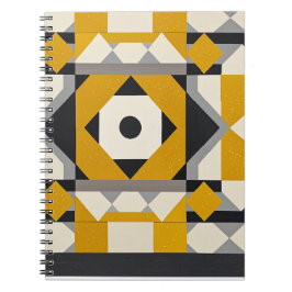 Modernes geometrisches Yellow & Gray Spiral Notebo Notizblock