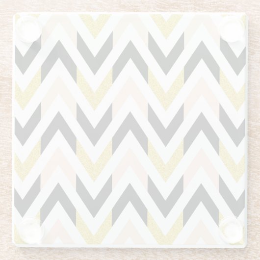 Modernes geometrisches Zickzack Muster Glasuntersetzer (Rückseite)