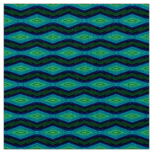 Modernes geometrisches Zickzackmuster blau und grü Stoff