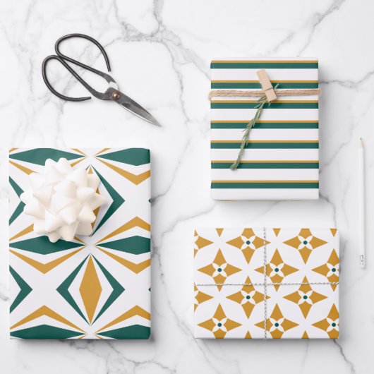 Modernes Geos Serie 3 Set von Wrapping Paper Geschenkpapier Set (Vorderseite)