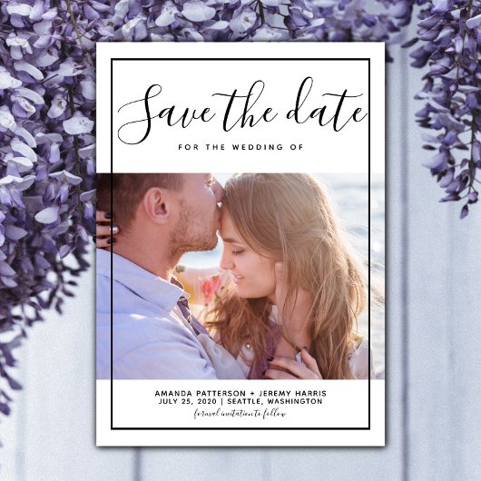 Modernes Gerahmtes Foto Save the Date einladen | S