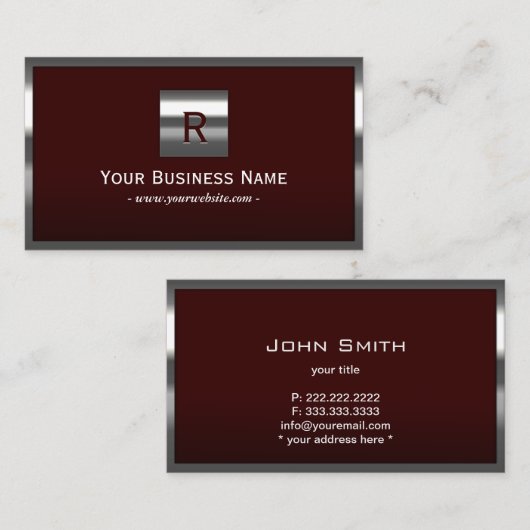 Modernes Gerahmtes Monogramm  Visitenkarte (Vorne/Hinten)