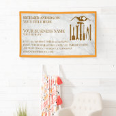 Modernes Gerät zur Reparatur von Auto aus weißem M Banner (Insitu)