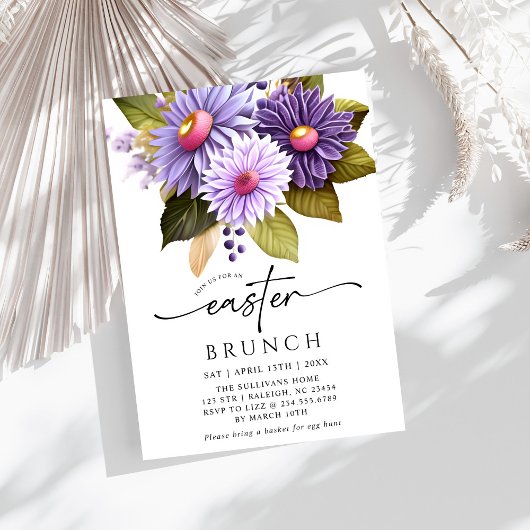 Modernes Gerbera Lilac Floral Oaster Brunch Einladung