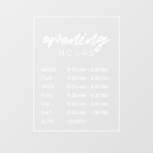 Modernes Geschäft mit Öffnungszeiten Fensteraufkleber (Blatt)