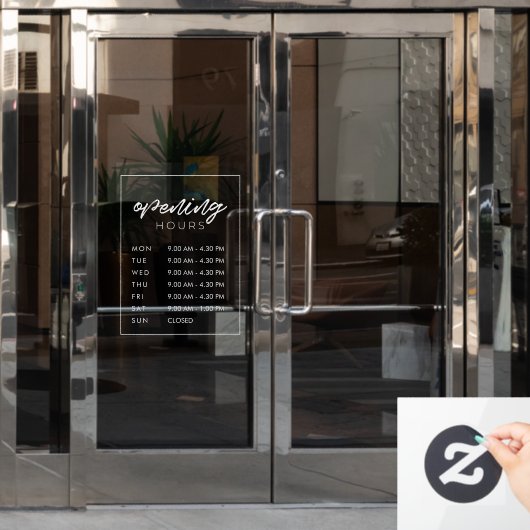 Modernes Geschäft mit Öffnungszeiten Fensteraufkleber (Büro Tür)