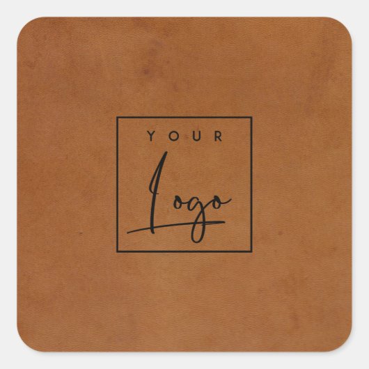 Modernes Geschäft mit rustikalen Tan Leather Texti Quadratischer Aufkleber (Vorderseite)