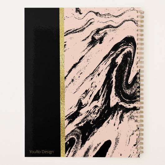 Modernes Geschäft mit schwarzem und rosa Marmor Planer (Rückseite)