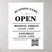 Modernes Geschäft Öffnungszeiten Logo und QR-Code Poster (Vorne)