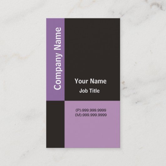 Modernes Geschäfts-Karte ~ lila u. schwarze Karos Visitenkarte (Vorderseite)