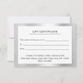 MODERNES GESCHÄFTSBESCHEINIGUNG (Rückseite)