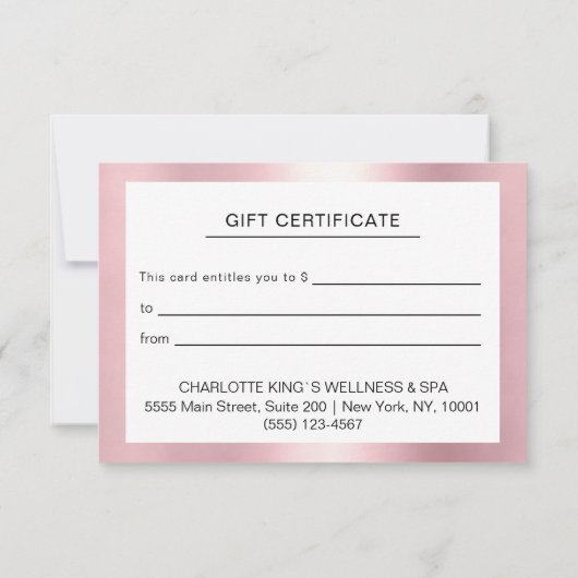 MODERNES GESCHÄFTSBESCHEINIGUNG (Rückseite)