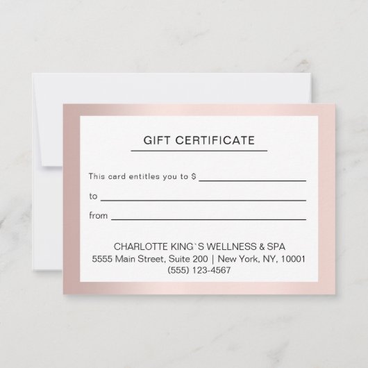 MODERNES GESCHÄFTSBESCHEINIGUNG (Rückseite)