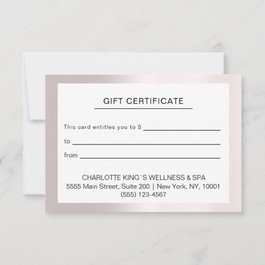 MODERNES GESCHÄFTSBESCHEINIGUNG (Rückseite)