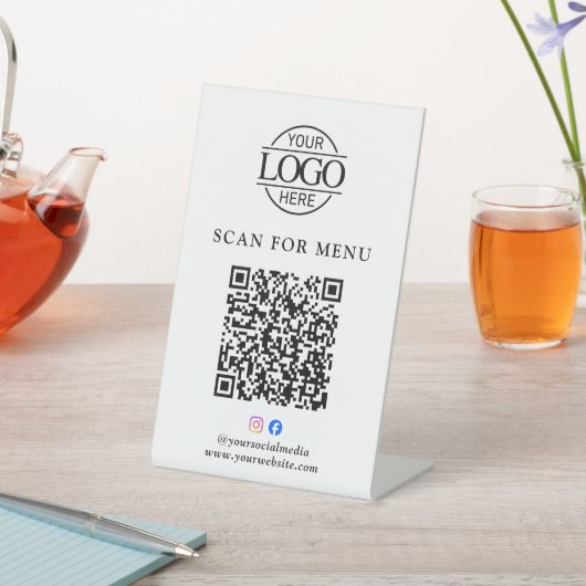 Modernes Geschäftslogo Kontaktloses QR-Code-Menü Sockelschild (In SItu)