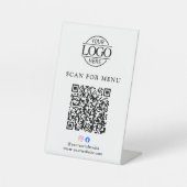 Modernes Geschäftslogo Kontaktloses QR-Code-Menü Sockelschild (Vorderseite)