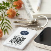 Modernes Geschäftslogo und minimalistischer QR-Cod Schlüsselanhänger (Vorderseite rechts)