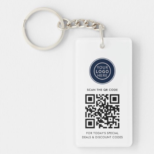 Modernes Geschäftslogo und minimalistischer QR-Cod Schlüsselanhänger (Vorderseite)