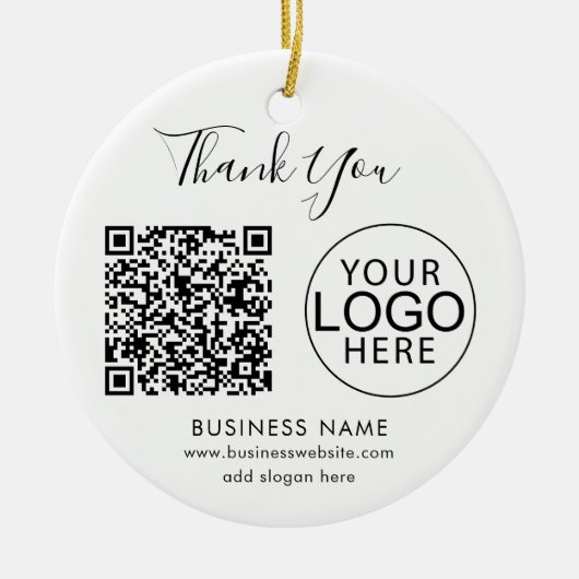Modernes Geschäftslogo und QR-Code-Script Danke Keramik Ornament (Vorne)