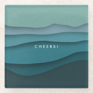 Modernes Geschenk des blauen Ozeans an der Küste Glasuntersetzer