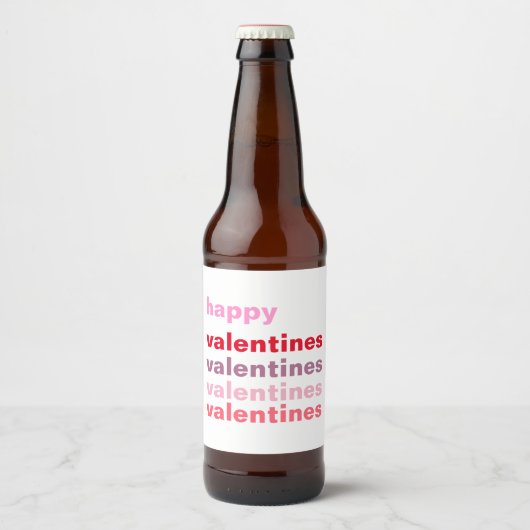Modernes Geschenk des Happy Valentines Bierflaschenetikett (Vorderseite)