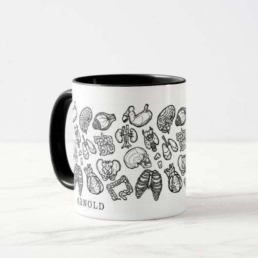 Modernes Geschenk des menschlichen Anatomie-Sketch Tasse (Vorderseite Links)