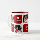 Modernes Geschenk für 5-Foto-5-Message-Mama Zweifarbige Tasse (Vorderseite Links)