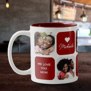 Modernes Geschenk für 5-Foto-5-Message-Mama Zweifarbige Tasse